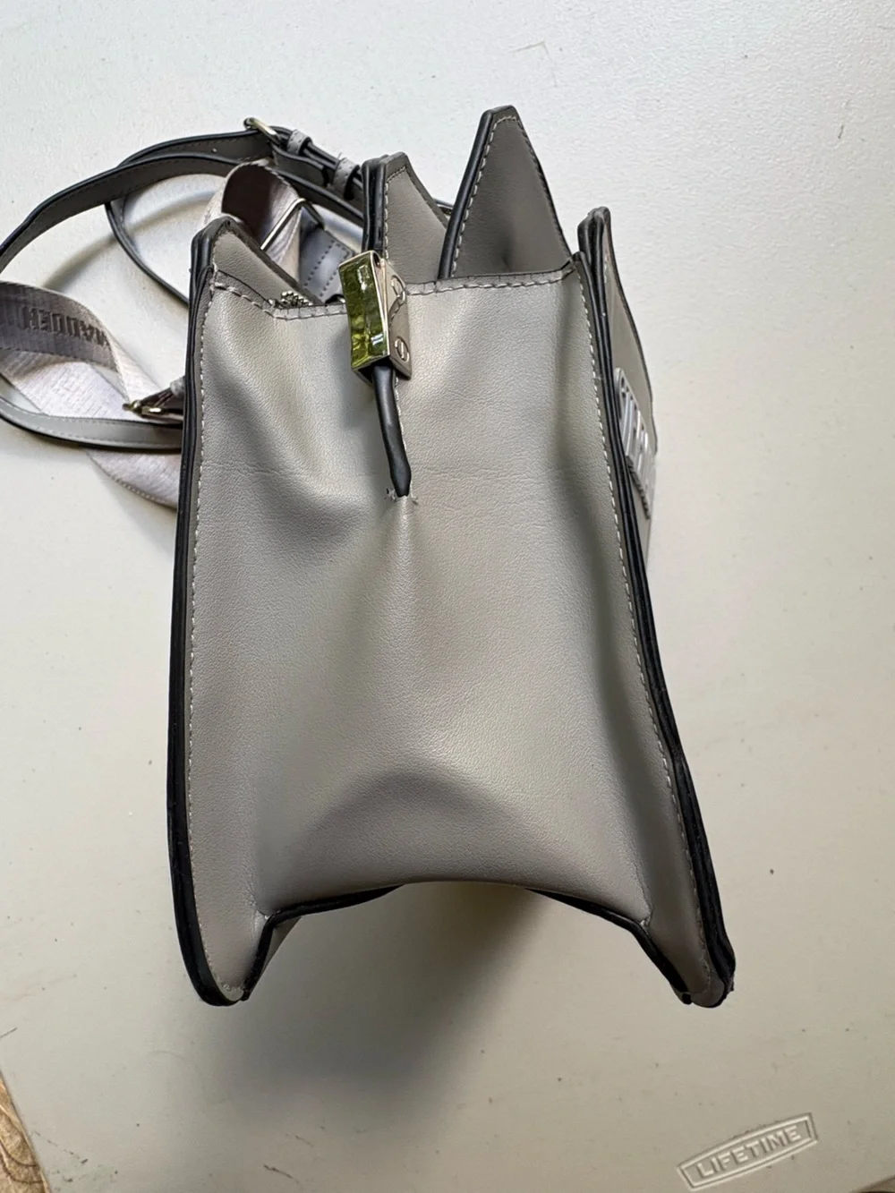 Steve Madden Light Gray Messenger Bag with Branded Strap